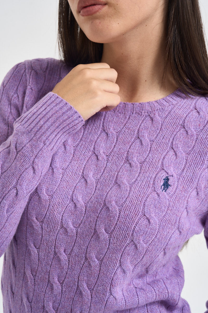 Maglia donna girocollo a treccia lilla 211971865 502 RALPH LAUREN 