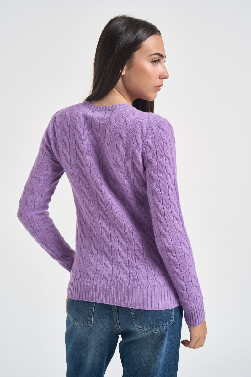 Maglia donna girocollo a treccia lilla 211971865 502 RALPH LAUREN 