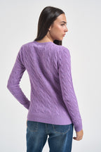 Maglia donna girocollo a treccia lilla 211971865 502 RALPH LAUREN 