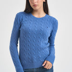Maglia donna girocollo a treccia azzurro 211971865 503 RALPH LAUREN 