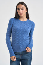 Maglia donna girocollo a treccia azzurro 211971865 503 RALPH LAUREN 