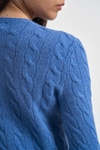 Maglia donna girocollo a treccia azzurro 211971865 503 RALPH LAUREN 