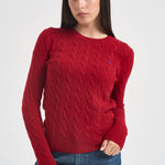 Maglia donna girocollo a treccia rossa 211971865 505 RALPH LAUREN 