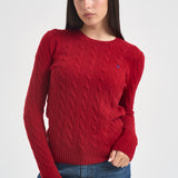 Maglia donna girocollo a treccia rossa 211971865 505 RALPH LAUREN 