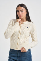 Cardigan donna Rebecca a treccia panna 211972104 002 RALPH LAUREN 