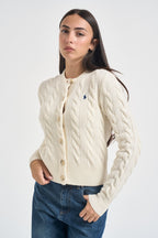 Cardigan donna Rebecca a treccia panna 211972104 002 RALPH LAUREN 