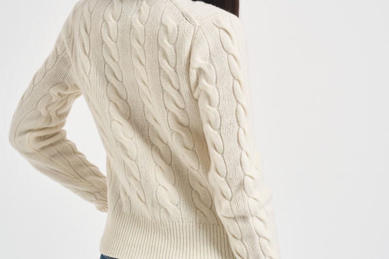 Cardigan donna Rebecca a treccia panna 211972104 002 RALPH LAUREN 