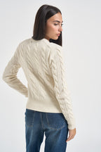 Cardigan donna Rebecca a treccia panna 211972104 002 RALPH LAUREN 