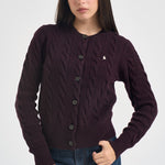 Cardigan donna Rebecca a treccia viola 211972104 506 RALPH LAUREN 