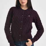Cardigan donna Rebecca a treccia viola 211972104 506 RALPH LAUREN 