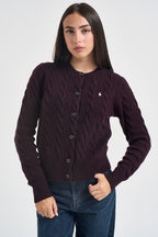 Cardigan donna Rebecca a treccia viola 211972104 506 RALPH LAUREN 