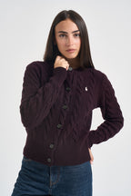 Cardigan donna Rebecca a treccia viola 211972104 506 RALPH LAUREN 