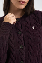 Cardigan donna Rebecca a treccia viola 211972104 506 RALPH LAUREN 