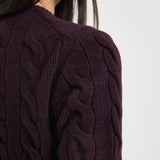 Cardigan donna Rebecca a treccia viola 211972104 506 RALPH LAUREN 