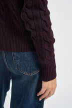 Cardigan donna Rebecca a treccia viola 211972104 506 RALPH LAUREN 