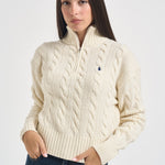 Pullover donna collo alto con zip panna 211972130 003 RALPH LAUREN 