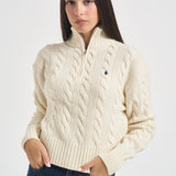 Pullover donna collo alto con zip panna 211972130 003 RALPH LAUREN 