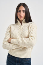 Pullover donna collo alto con zip panna 211972130 003 RALPH LAUREN 