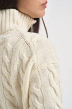 Pullover donna collo alto con zip panna 211972130 003 RALPH LAUREN 
