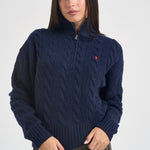 Pullover donna collo alto con zip blu notte 211972130 004 RALPH LAUREN 