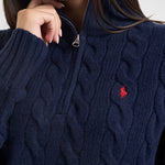 Pullover donna collo alto con zip blu notte 211972130 004 RALPH LAUREN 