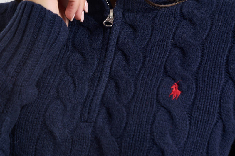 Pullover donna collo alto con zip blu notte 211972130 004 RALPH LAUREN 