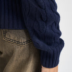 Pullover donna collo alto con zip blu notte 211972130 004 RALPH LAUREN 