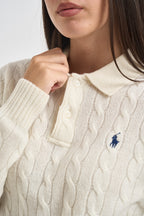 Maglia donna polo a treccia panna 211972132 001 RALPH LAUREN 