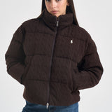 Piumino donna in maglia a trecce marrone 211A10457 003 RALPH LAUREN 
