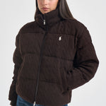 Piumino donna in maglia a trecce marrone 211A10457 003 RALPH LAUREN 