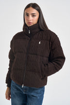 Piumino donna in maglia a trecce marrone 211A10457 003 RALPH LAUREN 