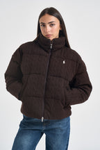 Piumino donna in maglia a trecce marrone 211A10457 003 RALPH LAUREN 