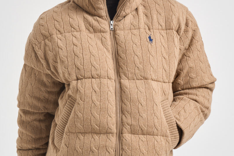 Piumino donna in maglia a trecce beige 211A10457 005 RALPH LAUREN 