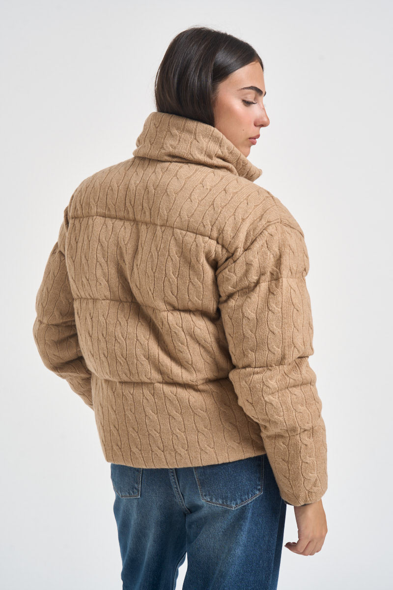 Piumino donna in maglia a trecce beige 211A10457 005 RALPH LAUREN 