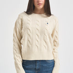 Maglia donna girocollo a treccia panna 211A91216 002 RALPH LAUREN 