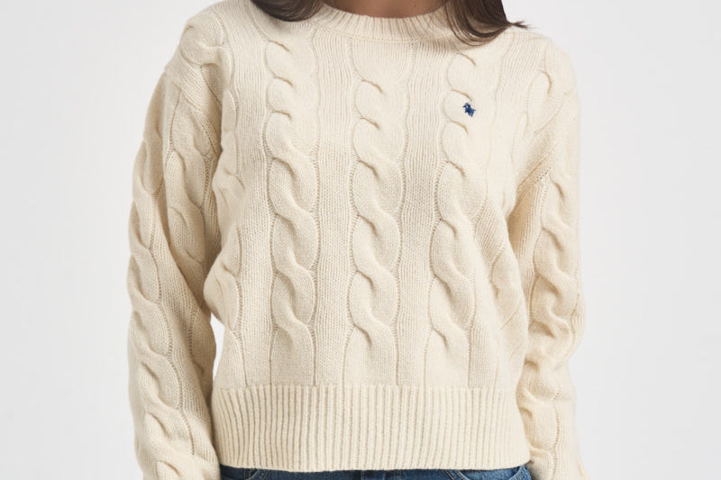 Maglia donna girocollo a treccia panna 211A91216 002 RALPH LAUREN 