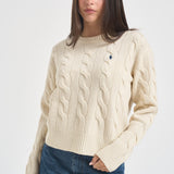 Maglia donna girocollo a treccia panna 211A91216 002 RALPH LAUREN 