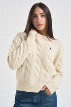Maglia donna girocollo a treccia panna 211A91216 002 RALPH LAUREN 