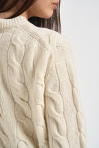 Maglia donna girocollo a treccia panna 211A91216 002 RALPH LAUREN 