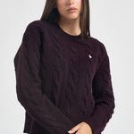 Maglia donna girocollo a treccia vino 211A91216 013 RALPH LAUREN 