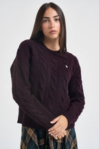 Maglia donna girocollo a treccia vino 211A91216 013 RALPH LAUREN 