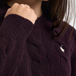 Maglia donna girocollo a treccia vino 211A91216 013 RALPH LAUREN 