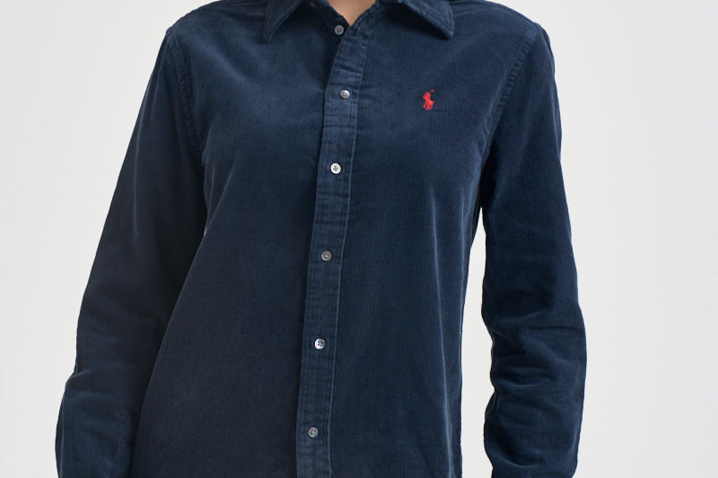 Camicia donna in velluto a coste blu navy 211A93203 008 RALPH LAUREN 