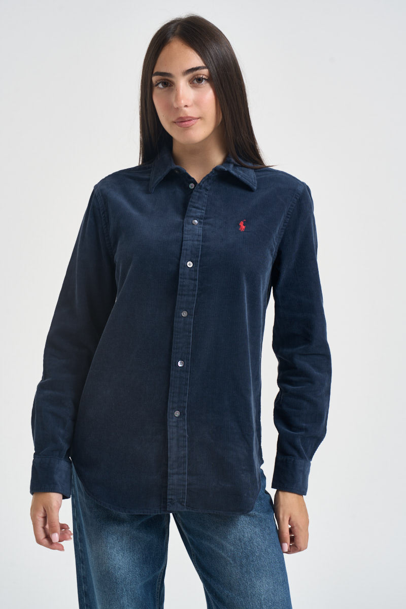 Camicia donna in velluto a coste blu navy 211A93203 008 RALPH LAUREN 