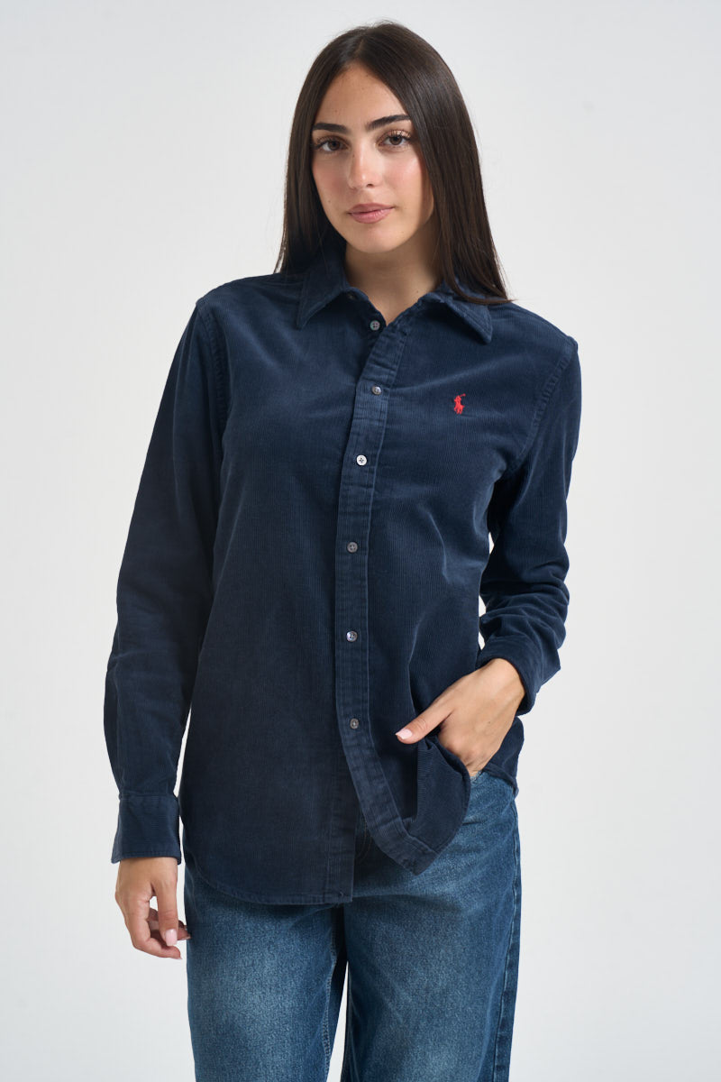 Camicia donna in velluto a coste blu navy 211A93203 008 RALPH LAUREN 