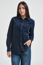 Camicia donna in velluto a coste blu navy 211A93203 008 RALPH LAUREN 