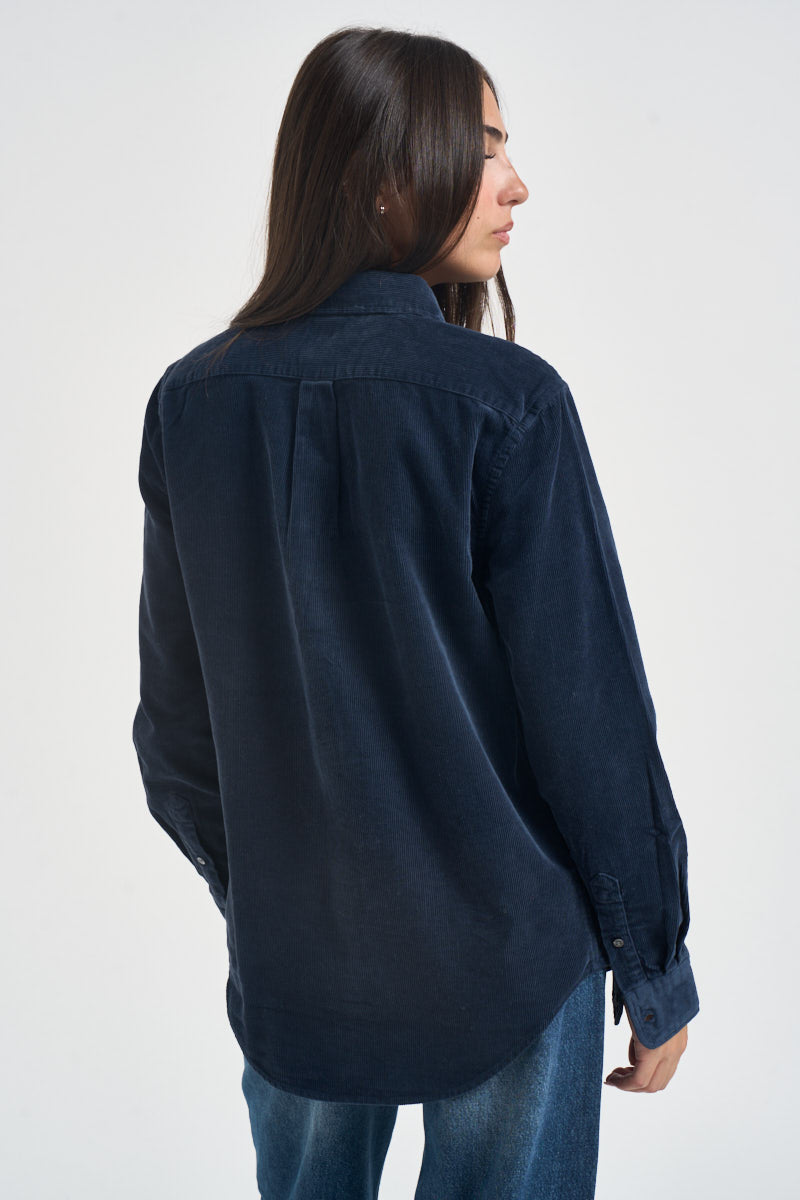 Camicia donna in velluto a coste blu navy 211A93203 008 RALPH LAUREN 