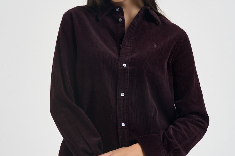 Camicia donna in velluto a coste bordeaux 211A93203 012 RALPH LAUREN 