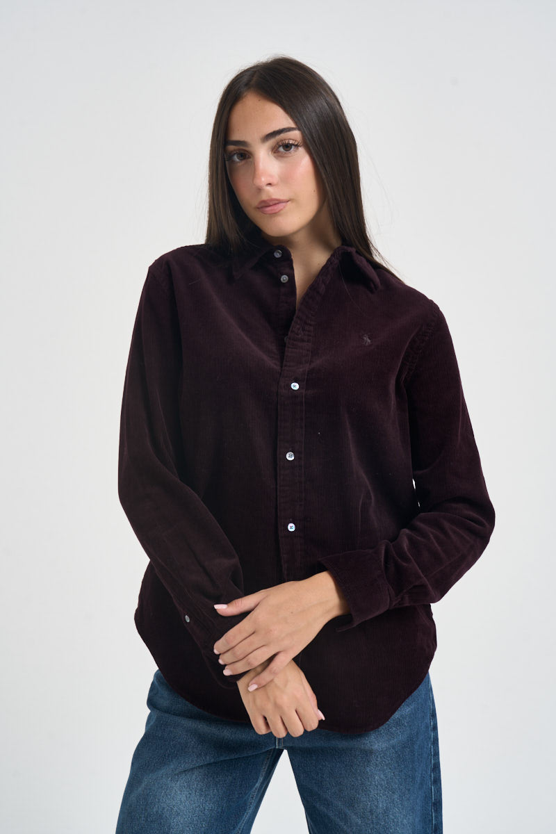 Camicia donna in velluto a coste bordeaux 211A93203 012 RALPH LAUREN 