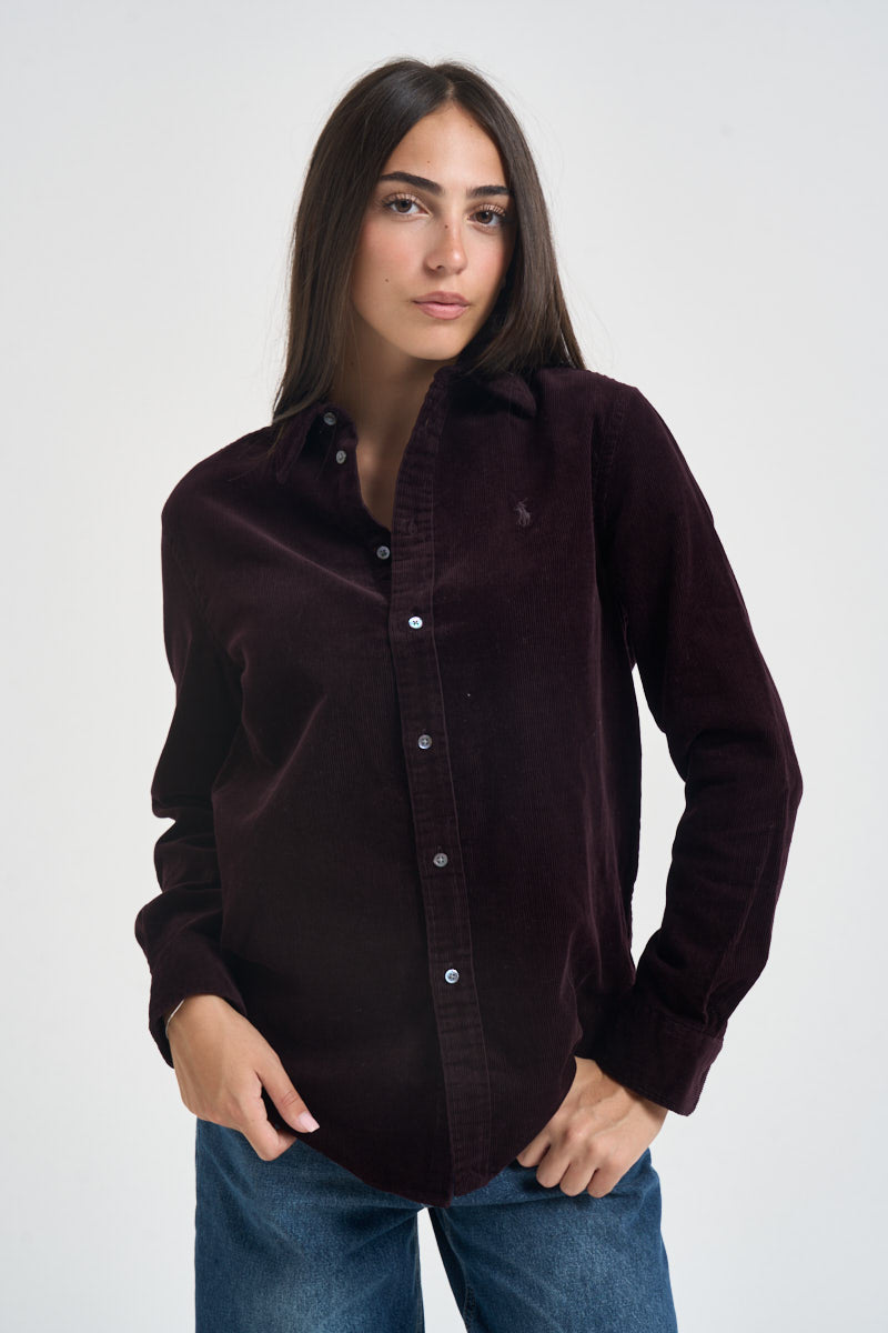 Camicia donna in velluto a coste bordeaux 211A93203 012 RALPH LAUREN 